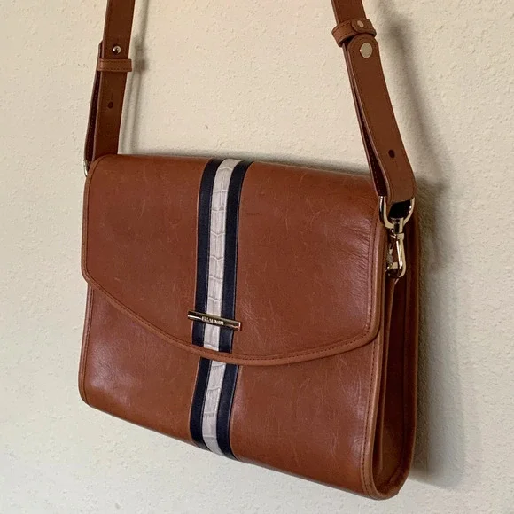 Brahmin Jacquelyn Tan Brown Embossed Leather Shoulder Bag